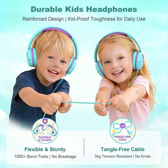 IMYB Kinder kopfhörer, Kopfhörer für Kinder mit Kabel, faltbar, Stereo Sound, Sichere Lautstärkebegrenzung, 3,5 mm Jack, Over Ear Kinderkopfhörer für Schule, Junge, Mädchen, Tablet, PC, Grün