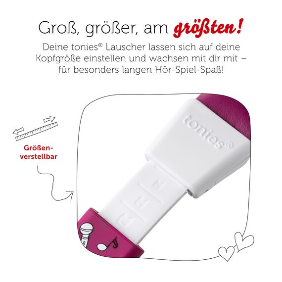 tonies-Lauscher – verstellbare & Faltbare Kinder Kopfhörer mit Lautstärkebegrenzung, Over Ear Kopfhörer mit Kabel und gepolsterten Kopfbügeln, Beere
