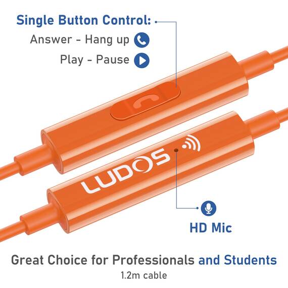 LUDOS OMNITONE USB C Kopfhörer, 5 Jahre Garantie für iPhone 17 16 15 Pro Max Plus Air Samsung Galaxy S24 S23 Ultra S22 S21 FE S20 A53 A54, USB Typ C Ohrhörer mit Mikrofon In-Ear mit Kabel für iPad
