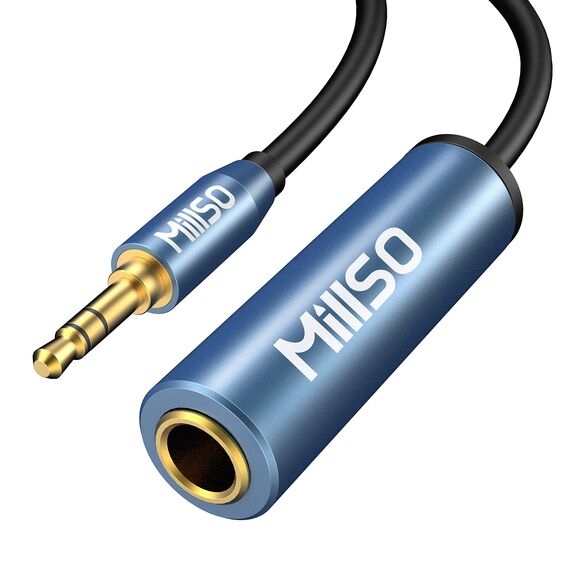 MillSO Klinke Adapter 3,5mm Klinkenstecker auf 6,35mm Klinken Buchse TRS 1/4 zu 1/8 Stereo Audio Aux Adapter Kabel mit 24K Vergoldete Kontakte für Kopfhörer, Lautsprecher und Klavier - 30cm