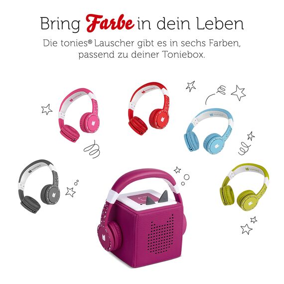 tonies-Lauscher – verstellbare & Faltbare Kinder Kopfhörer mit Lautstärkebegrenzung, Over Ear Kopfhörer mit Kabel und gepolsterten Kopfbügeln, Beere