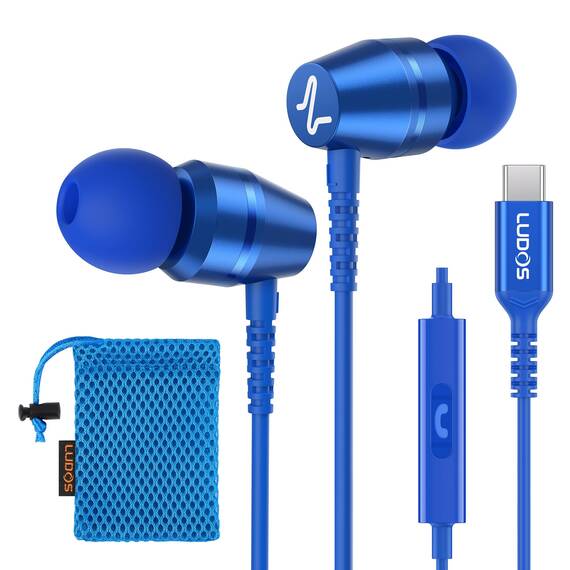 LUDOS OMNITONE USB C Kopfhörer, 5 Jahre Garantie für iPhone 17 16 15 Pro Max Plus Air Samsung Galaxy S24 S23 Ultra S22 S21 FE S20 A53 A54, USB Typ C Ohrhörer mit Mikrofon In-Ear mit Kabel für iPad