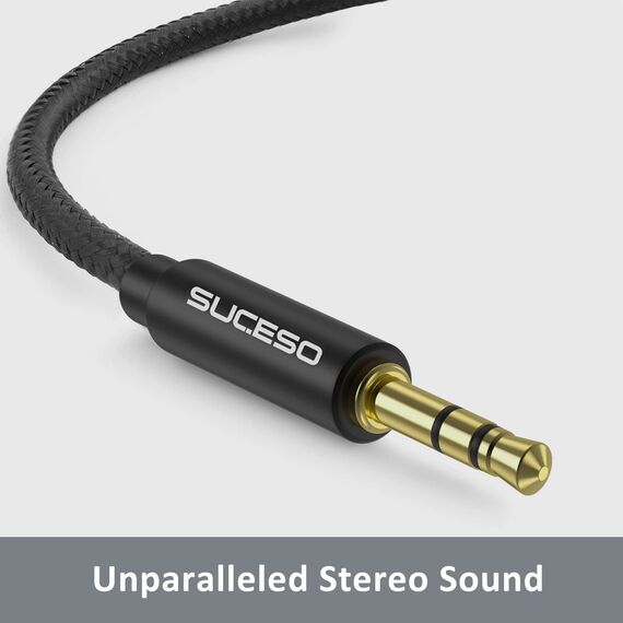 SUCESO Audio Klinke Y Splitter Adapter 3.5mm Stecker auf 2x 3,5mm Buchse Headset Stereo Aux Splitter Kabel Kopfhörer Doppelstecker für Tablet, Laptop, Samsung, Handy, Lautsprecher, PC usw -1m(Schwarz)