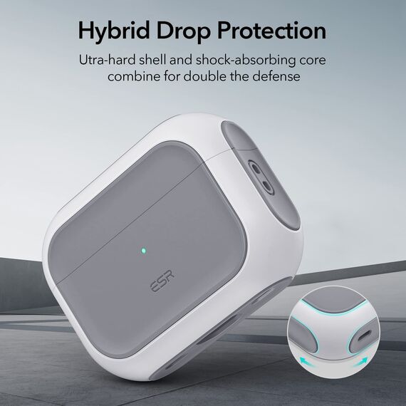 ESR für Airpods Pro 2 Hülle (2023/2022/2019), kompatibel mit AirPods Pro 2./1. Generation, MagSafe Ready, Magnetischer Deckel, USB-C/Lightning Kabel, Hybrid Sturzschutz, Weiß