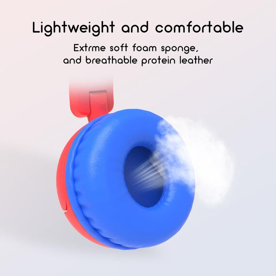 IMYB Kinder kopfhörer, Kopfhörer für Kinder mit Kabel, faltbar, Stereo Sound, Sichere Lautstärkebegrenzung, 3,5 mm Jack, Over Ear Kinderkopfhörer für Schule, Junge, Mädchen, Tablet, PC, Rot
