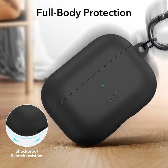 ESR für AirPods Pro 2 Hülle (2023/2022/2019), kompatibel mit AirPods Pro 2./1. Generation (USB-C/Lightning Kabel), unterstützt magnetisches Laden, Sichtbare Statusleuchte, Schwarz
