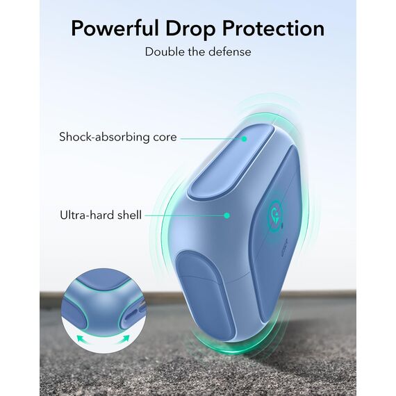 ESR für Airpods Pro 2 Hülle (2023/2022/2019), kompatibel mit AirPods Pro 2./1. Generation, MagSafe Ready, Magnetischer Deckel, USB-C/Lightning Kabel, Hybrid Sturzschutz, Blau