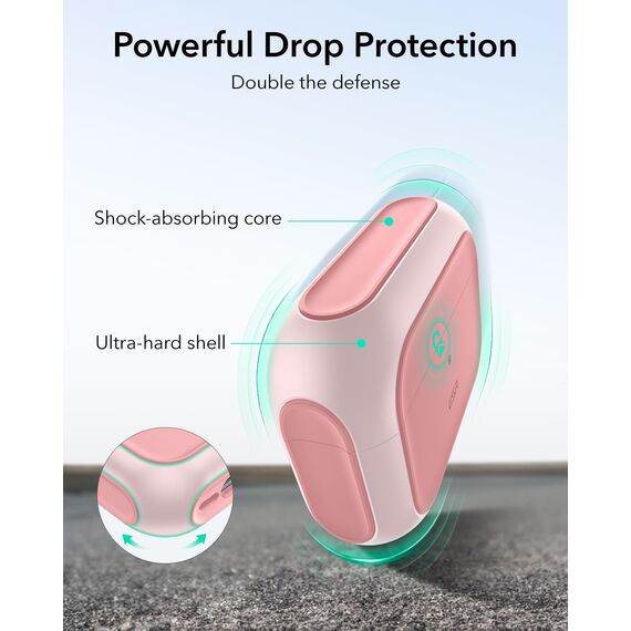 ESR für Airpods Pro 2 Hülle (2023/2022/2019), kompatibel mit AirPods Pro 2./1. Generation, MagSafe Ready, Magnetischer Deckel, USB-C/Lightning Kabel, Hybrid Sturzschutz, Rosa