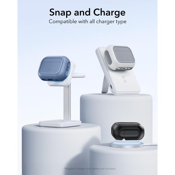 ESR für Airpods Pro 2 Hülle (2023/2022/2019), kompatibel mit AirPods Pro 2./1. Generation, MagSafe Ready, Magnetischer Deckel, USB-C/Lightning Kabel, Hybrid Sturzschutz, Marineblau