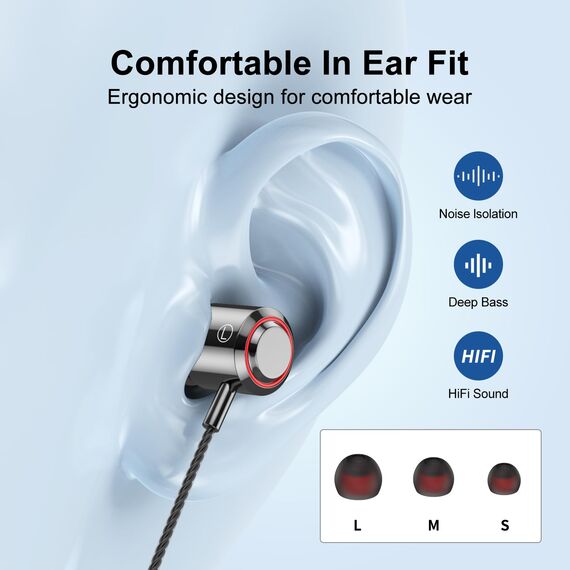 AESIGN In Ear Kopfhörer mit Kabel, 3-er Set mit Mikrofon und Lautstärkeregler, Stereo, Leichte In-Ear Ohrhörer, Kompatibel für Samsung, Tablet, Laptops, MP3 Player und Andere 3,5 mm Geräte