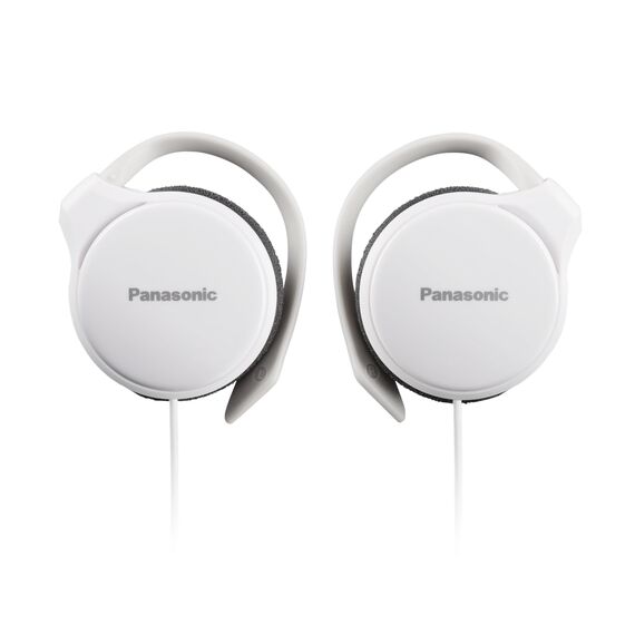 Panasonic RP-HS46E-W Clip-Ohrhörer, kompakte Clip-Kopfhörer, ergonomischer Ohrbügel, 30-mm-Wandler, 1,1 Meter Kabel, 3,5-mm-Klinkenstecker, Weiße