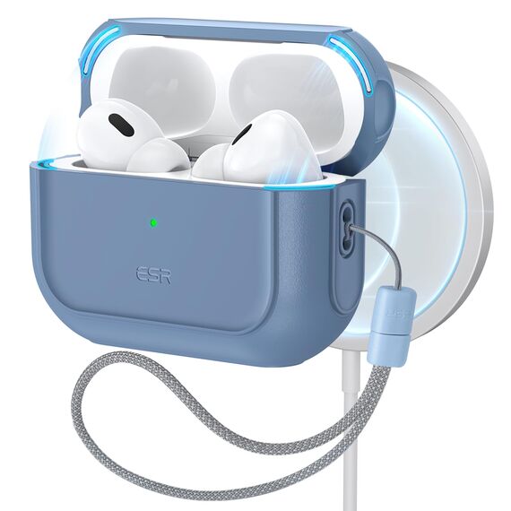 ESR für Airpods Pro 2 Hülle (2023/2022/2019), kompatibel mit AirPods Pro 2./1. Generation, MagSafe Ready, Magnetischer Deckel, USB-C/Lightning Kabel, Hybrid Sturzschutz, Marineblau