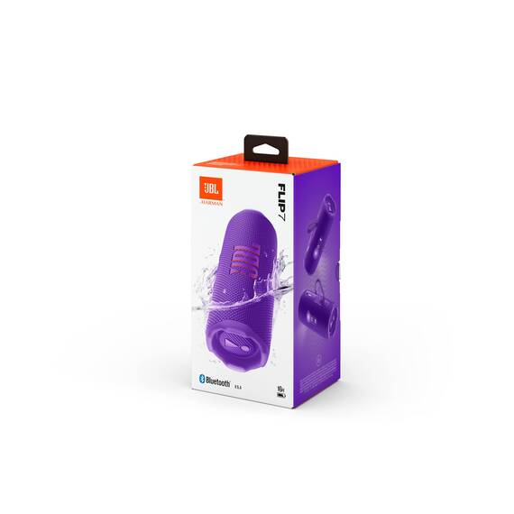 JBL Flip 7, kabelloser tragbarer Bluetooth-Lautsprecher, 16 Stunden Akkulaufzeit, IP68 wasserdicht, Staub- und stoßfest, JBL Pro Sound mit AI Boost, Auracast Multi-Speaker-Verbindung, Violett
