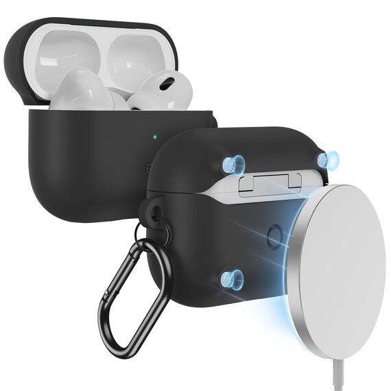 ESR für AirPods Pro 2 Hülle (2023/2022/2019), kompatibel mit AirPods Pro 2./1. Generation (USB-C/Lightning Kabel), unterstützt magnetisches Laden, Sichtbare Statusleuchte, Schwarz