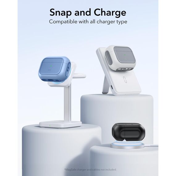 ESR für Airpods Pro 2 Hülle (2023/2022/2019), kompatibel mit AirPods Pro 2./1. Generation, MagSafe Ready, Magnetischer Deckel, USB-C/Lightning Kabel, Hybrid Sturzschutz, Blau