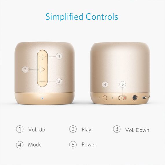 Anker Soundcore Mini Bluetooth Lautsprecher mit 15 Stunden Spielzeit, Fantastischer Sound, 20 Meter Bluetooth Reichweite, FM Radio und intensiver Bass