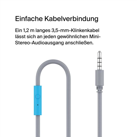 Belkin Sound Form Mini On-Ear-Kopfhörer mit Kabel für Kinder, Over-Ear-Headset mit integriertem Mikrofon für die Schule, Reisen und zum Spielen, Für Geräte mit 3,5 mm Klinkenanschluss, Blau, One Size