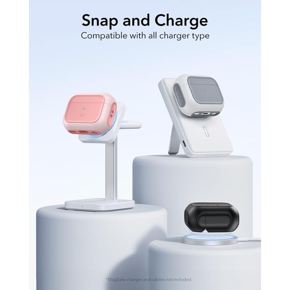 ESR für Airpods Pro 2 Hülle (2023/2022/2019), kompatibel mit AirPods Pro 2./1. Generation, MagSafe Ready, Magnetischer Deckel, USB-C/Lightning Kabel, Hybrid Sturzschutz, Rosa
