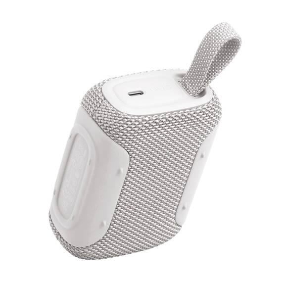JBL GO 5 Ultra‑tragbarer Bluetooth‑Lautsprecher mit großem JBL Pro Sound und kräftigem Bass, AirTouch‑Pairing, wasserdichtes Design, 10 Stunden Wiedergabezeit, Weiß