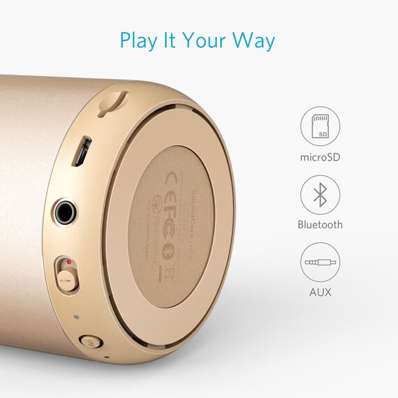 Anker Soundcore Mini Bluetooth Lautsprecher mit 15 Stunden Spielzeit, Fantastischer Sound, 20 Meter Bluetooth Reichweite, FM Radio und intensiver Bass