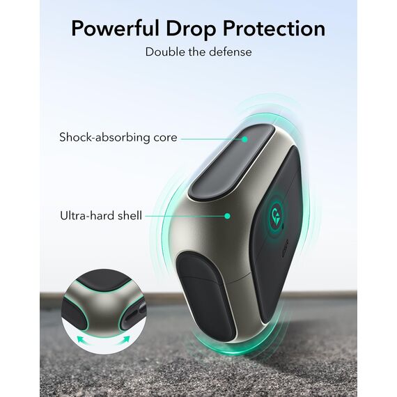 ESR für Airpods Pro 2 Hülle (2023/2022/2019), kompatibel mit AirPods Pro 2./1. Generation, MagSafe Ready, Magnetischer Deckel, USB-C/Lightning Kabel, Hybrid Sturzschutz, Titan