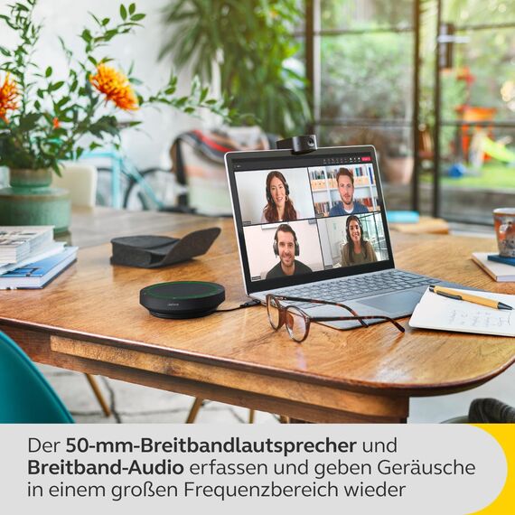 Jabra Speak2 55 Bluetooth-Freisprechlösung, 4 Mikrofone mit Geräuschunterdrückung, 50 mm Breitband-Lautsprecher, Breitband-Audio, kompakt, tragbar - für MS-Teams zertifiziert, Dunkelgrau