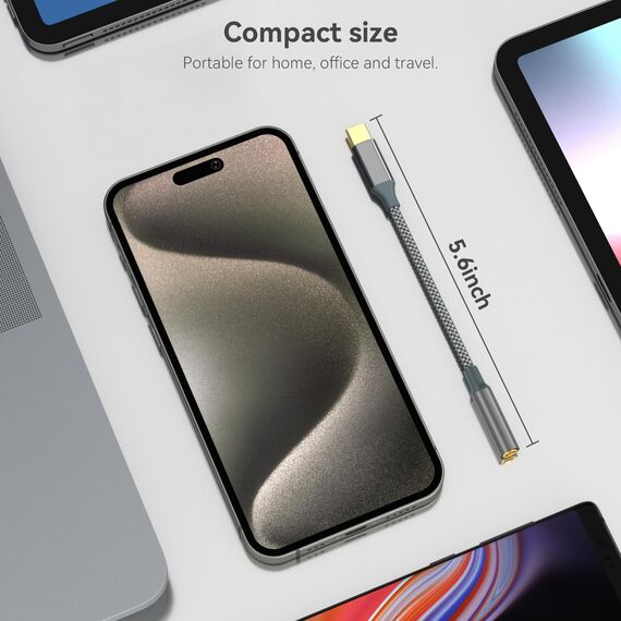 Henrety USB-C-auf-Aux-Audio-Dongle-Kabel (2 Stück), Typ C auf 3,5 mm Buchse, Kopfhöreranschluss-Adapter für iPhone 15 Pro Max/15 Pro/15 Plus, Samsung Galaxy S23/S22/S21 Ultra, iPad Pro, Pixel