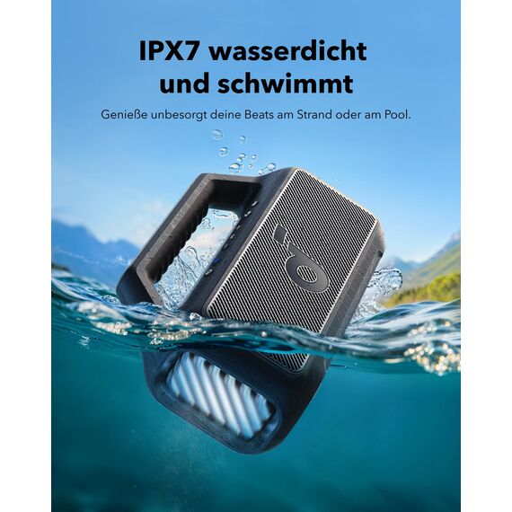 soundcore by Anker, Boom 2 Outdoor-Lautsprecher, 80W, Subwoofer, BassUp 2.0, 24h Akku, IPX7 Wasserdicht & Schwimmt, LED-Licht, USB-C, EQ, BT 5.3, Mobiler Bluetooth-Speaker, Camping, Strand, Garten