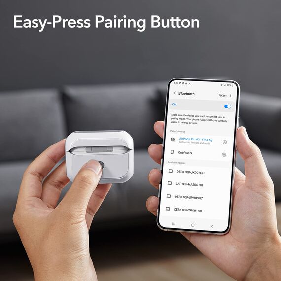 ESR für Airpods Pro 2 Hülle (2023/2022/2019), kompatibel mit AirPods Pro 2./1. Generation, MagSafe Ready, Magnetischer Deckel, USB-C/Lightning Kabel, Hybrid Sturzschutz, Weiß