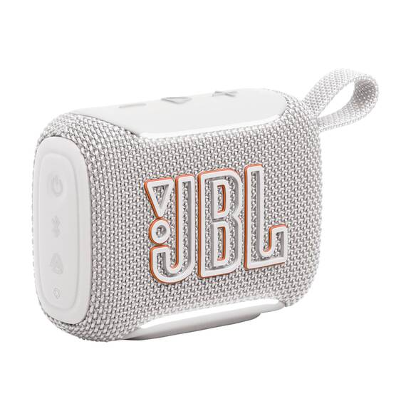 JBL GO 5 Ultra‑tragbarer Bluetooth‑Lautsprecher mit großem JBL Pro Sound und kräftigem Bass, AirTouch‑Pairing, wasserdichtes Design, 10 Stunden Wiedergabezeit, Weiß