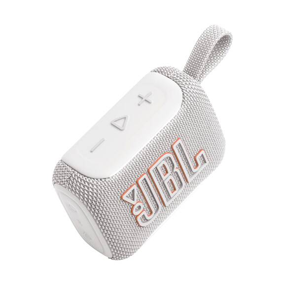 JBL GO 5 Ultra‑tragbarer Bluetooth‑Lautsprecher mit großem JBL Pro Sound und kräftigem Bass, AirTouch‑Pairing, wasserdichtes Design, 10 Stunden Wiedergabezeit, Weiß