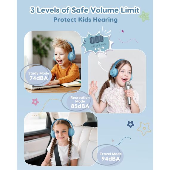 awatrue Kinder Kopfhörer, 74/85/94dB Sichere Lautstärke Kopfhörer Kinder mit Kabel, Stereo Sound, Faltbare, 3.5 mm Jack Over Ear Kinderkopfhörer für Ipad, Tablets, Schule, Reisen (Grün)