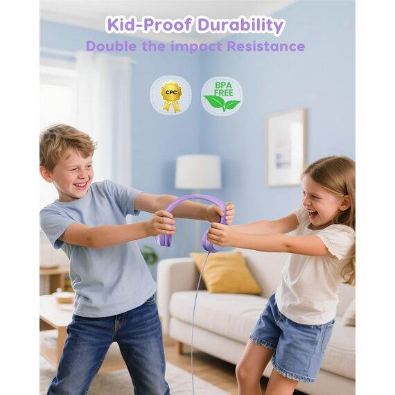 awatrue Kinder Kopfhörer, 74/85/94dB Sichere Lautstärke Kopfhörer Kinder mit Kabel, Stereo Sound, Faltbare, 3.5 mm Jack Over Ear Kinderkopfhörer für Ipad, Tablets, Schule, Reisen (Violett)