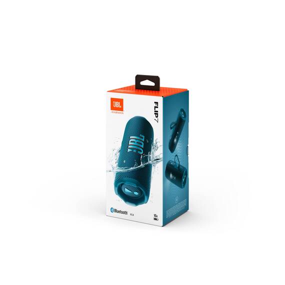 JBL Flip 7, kabelloser tragbarer Bluetooth-Lautsprecher, 16 Stunden Akkulaufzeit, IP68 wasserdicht, Staub- und stoßfest, JBL Pro Sound mit AI Boost, Auracast Multi-Speaker-Verbindung, Blau