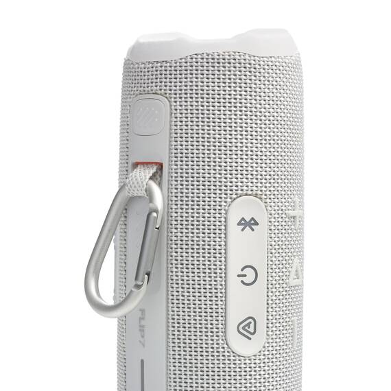 JBL Flip 7, kabelloser tragbarer Bluetooth-Lautsprecher, 16 Stunden Akkulaufzeit, IP68 wasserdicht, Staub- und stoßfest, JBL Pro Sound mit AI Boost, Auracast Multi-Speaker-Verbindung, Weiß