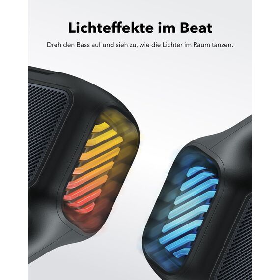 soundcore by Anker, Boom 2 Outdoor-Lautsprecher, 80W, Subwoofer, BassUp 2.0, 24h Akku, IPX7 Wasserdicht & Schwimmt, LED-Licht, USB-C, EQ, BT 5.3, Mobiler Bluetooth-Speaker, Camping, Strand, Garten