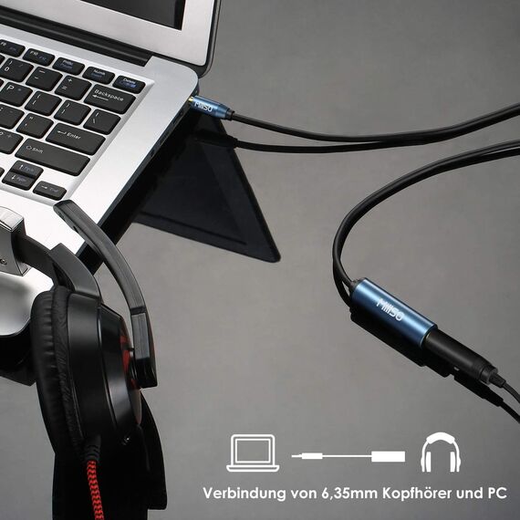 MillSO 3,5 auf 6,35 Kopfhörer Adapter 6.35mm Große Buchse auf 3.5mm Kleine TRS Klinken Stecker Audio Kabeladapter mit Vergoldet & Perfekte Kontaktsicherheit für Kopfhörer Stereo Instrumente - 2m