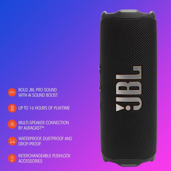 JBL Flip 7, kabelloser tragbarer Bluetooth-Lautsprecher, 16 Stunden Akkulaufzeit, IP68 wasserdicht, Staub- und stoßfest, JBL Pro Sound mit AI Boost, Auracast Multi-Speaker-Verbindung, Blau