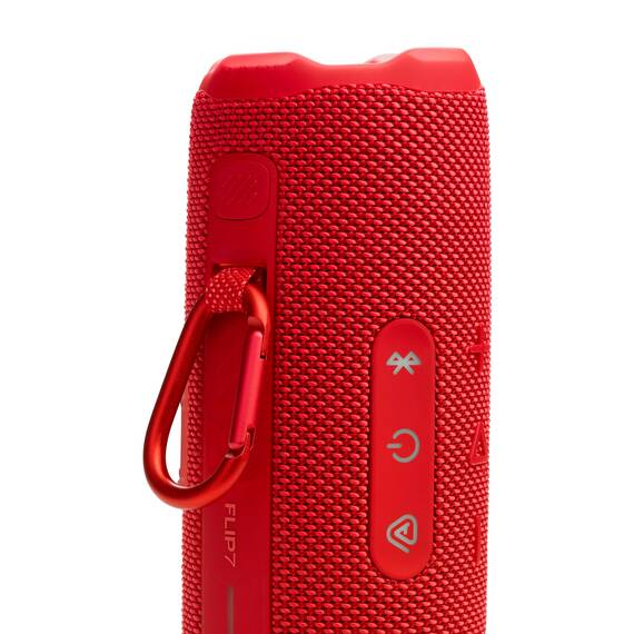 JBL Flip 7, kabelloser tragbarer Bluetooth-Lautsprecher, 16 Stunden Akkulaufzeit, IP68 wasserdicht, Staub- und stoßfest, JBL Pro Sound mit AI Boost, Auracast Multi-Speaker-Verbindung, Rot