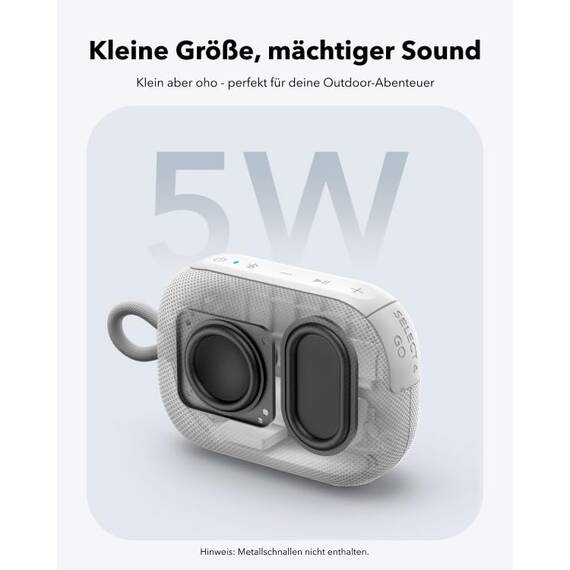 soundcore Anker Select 4 Go Bluetooth Lautsprecher, portabler Mini-Lautsprecher Dusche, 20h Spielzeit, IP69 Wasser- und staubfest, schwimmfähig, kraftvoller Sound, für drinnen, draußen & Wandern