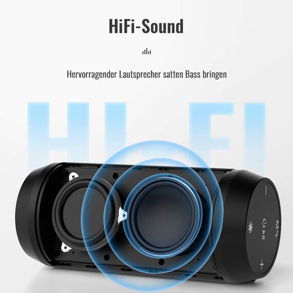 ELEHOT-Store Bluetooth Lautsprecher mit Licht Tragbarer Bluetooth Box Wasserdicht Kabellose Musikbox Stereo Pairing Freisprech für Outdoor Camping Garten Party