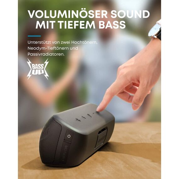 soundcore Motion+ Bluetooth HiFi Lautsprecher mit Hi-Res 30W Audio, Intensiver Bass, Kabelloser, mit App, USB C Konnektivität, Flexibler EQ, 12h Akkulaufzeit, IPX7 Wasserschutz (Schwarz)