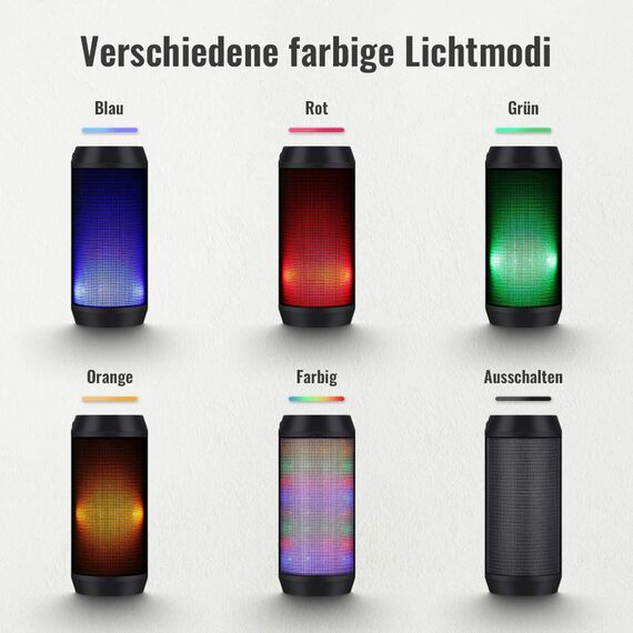 ELEHOT-Store Bluetooth Lautsprecher mit Licht Tragbarer Bluetooth Box Wasserdicht Kabellose Musikbox Stereo Pairing Freisprech für Outdoor Camping Garten Party