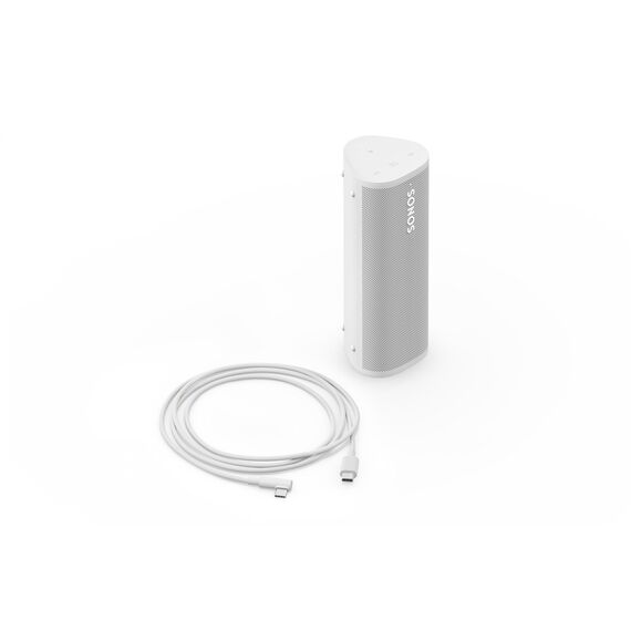 Sonos Roam 2 | Leichter, mobiler und wasserdichter Speaker mit Bluetooth, WLAN, mindestens 10 Stunden Akkulaufzeit und Voice Control für drinnen und draußen - Weiß