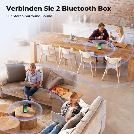 ELEHOT-Store Bluetooth Lautsprecher mit Licht Tragbarer Bluetooth Box Wasserdicht Kabellose Musikbox Stereo Pairing Freisprech für Outdoor Camping Garten Party