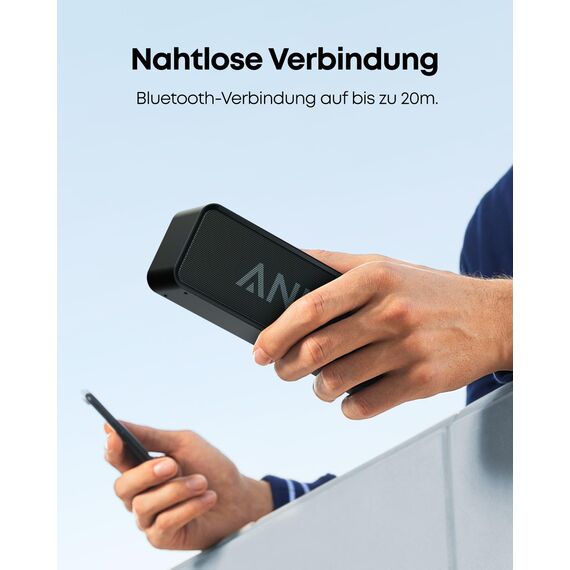 Anker Upgrade, soundcore Bluetooth Lautsprecher, IPX5 Wasserschutz, Stereo Sound, 24h Akkuleistung, kompakter kabelloser Lautsprecher für iPhone, Samsung und mehr