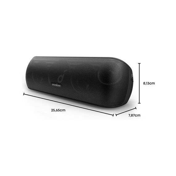 soundcore Motion+ Bluetooth HiFi Lautsprecher mit Hi-Res 30W Audio, Intensiver Bass, Kabelloser, mit App, USB C Konnektivität, Flexibler EQ, 12h Akkulaufzeit, IPX7 Wasserschutz (Schwarz)