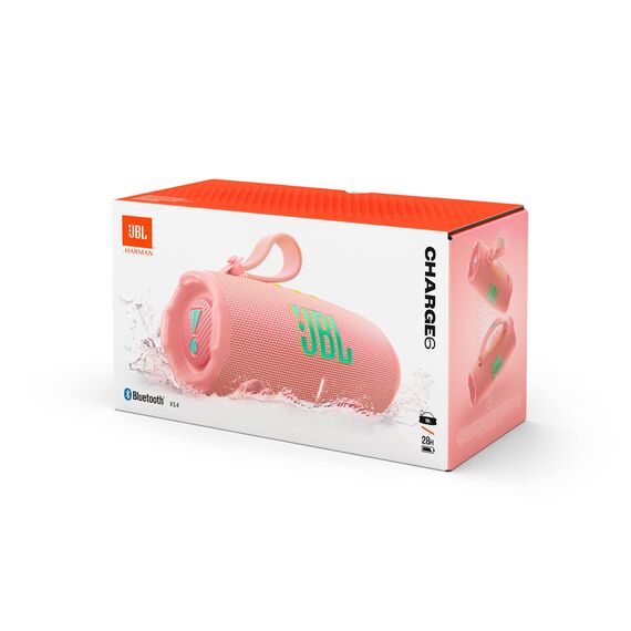JBL Charge 6, tragbarer Bluetooth-Lautsprecher, 28 Stunden Akkulaufzeit, IP68 wasserdicht, Staub- und stoßfest, JBL Pro Sound mit AI Sound Boost, Auracast Multi-Speaker, Pink