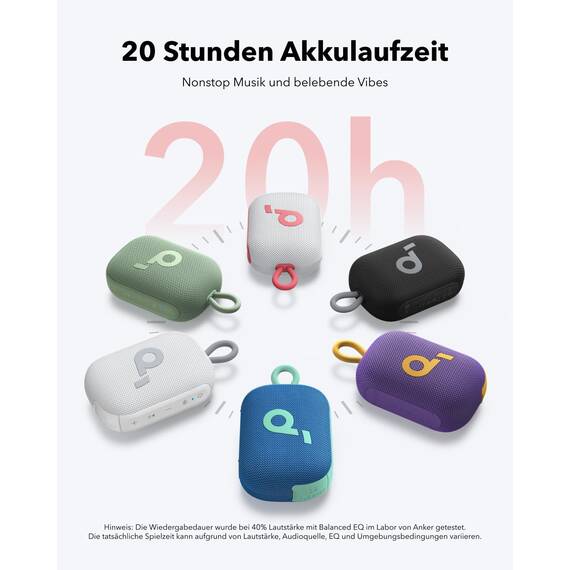 soundcore Select 4 Go Bluetooth Lautsprecher, ultraportabel, bis zu 20h Wiedergabe, IP67 Wasser- und Staubschutz, schwimmfähig, kraftvoller Sound, für drinnen und draußen, Wandern und Radfahren