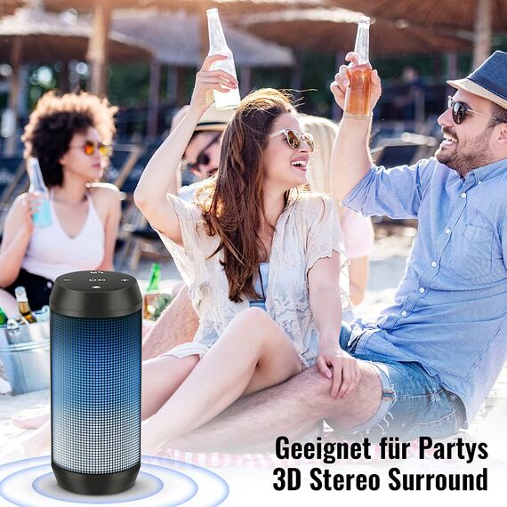 ELEHOT-Store Bluetooth Lautsprecher mit Licht Tragbarer Bluetooth Box Wasserdicht Kabellose Musikbox Stereo Pairing Freisprech für Outdoor Camping Garten Party